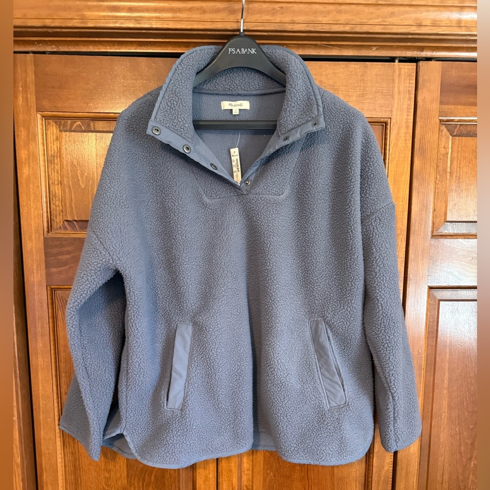 Madewell Steel Blue Fleece Pullover